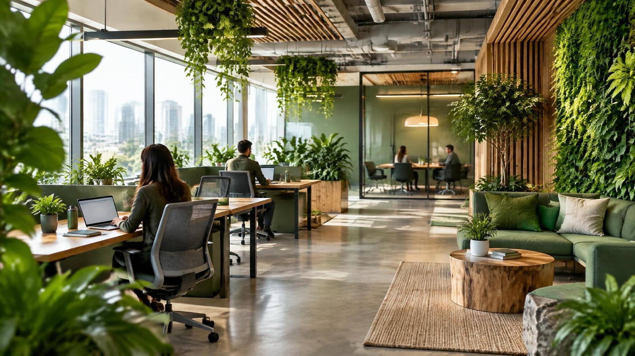 modern green office interior