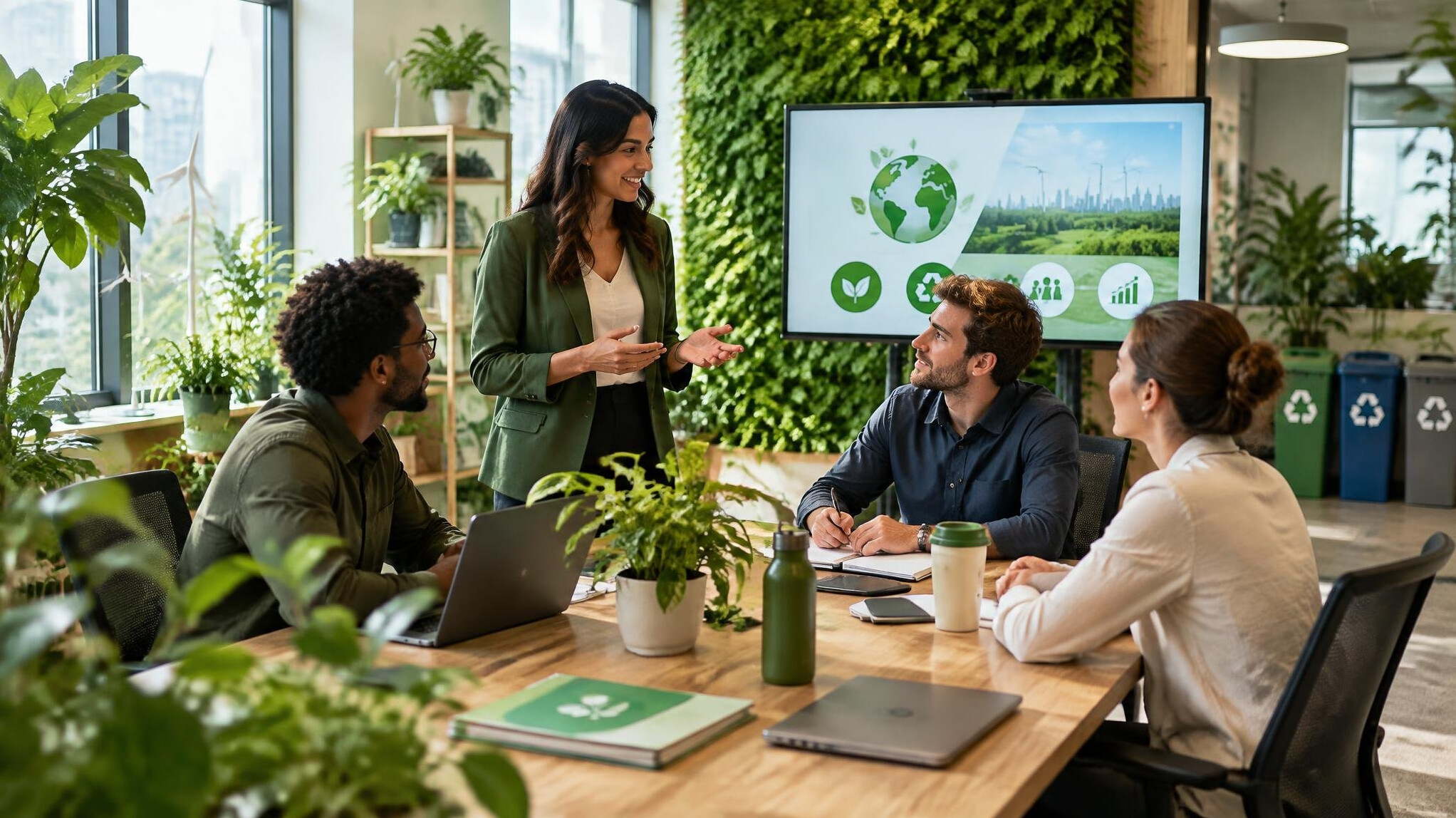 sustainable office with plants